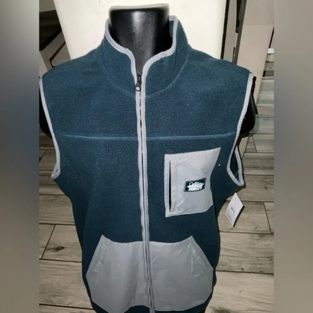 New Mens The Hurley pocket Peak Fleece Vest Vest Full Zip Jacket Coat sizes - Picture 1 of 9